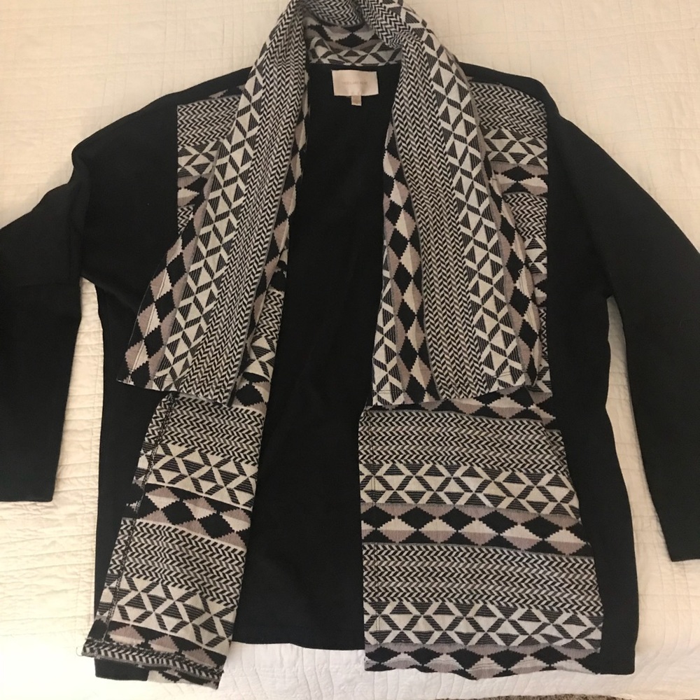 Aztec print suede-look sweater
